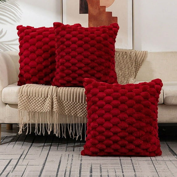 Pillows Room Decor Velvet Snowflake Weave Pillows - Plush Solid Color Throw Pillows for Office, Couch, Sofa, Lumbar Support, Comfortable Bedside Cushions