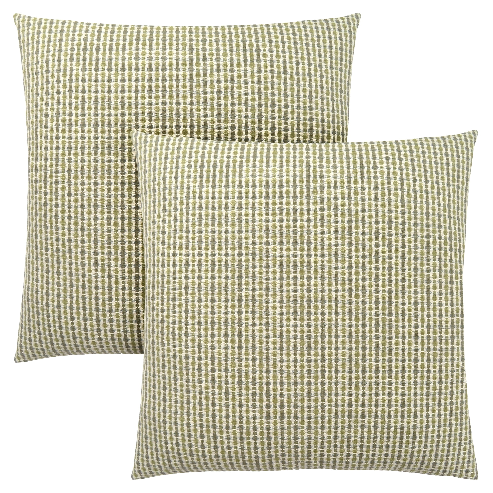 Green Polyester Square Decorative Throw Pillows Set of 2
