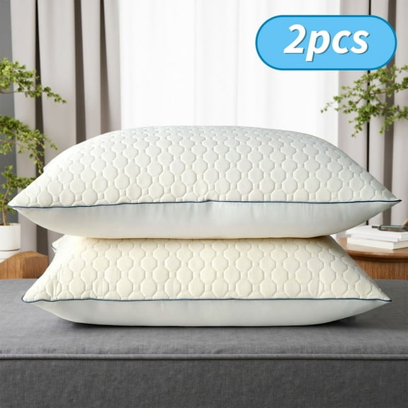 Pillows Set of 2, Standard Latex Layer Bed Pillows for Side, Back, and Stomach Sleepers, 20" x 26", White