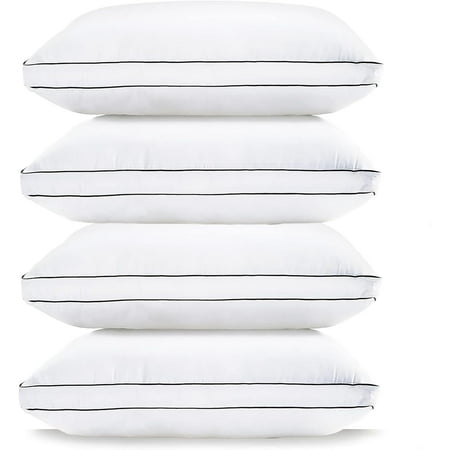 Pillows Standard Size Set of 4 (20"x26") - Soft Gusseted Bed Pillow for Back, Stomach or Side Sleepers - Hotel Quality Down Alternative Standard Pillows Pack of 4 - White