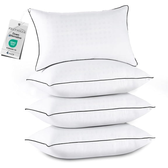Pillows Standard Size Set of 4, Collection Bed for Sleeping, Hotel Quality Side, Back and Stomach Sleepers, Soft Supportive Oeko-Tex Certified Down Alternative Filling
