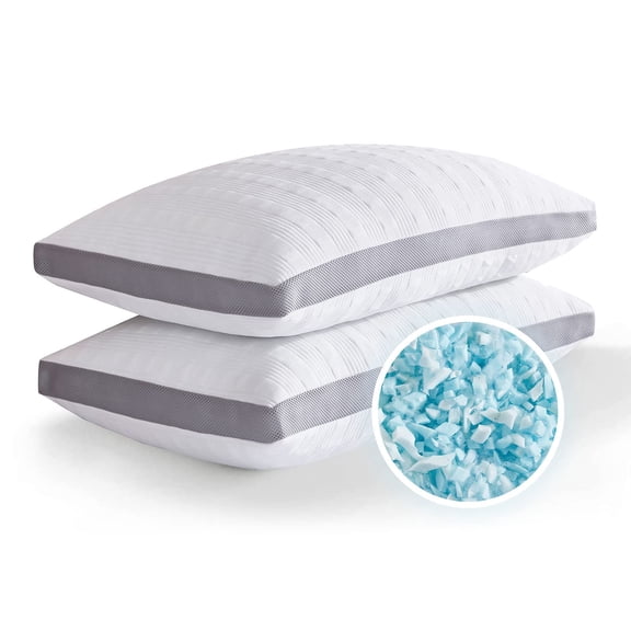 Pillows Standard Size Set Of 2 Shredded Memory Foam Bed For Sleeping & Side Sleepers Adjustable With Washable Cover