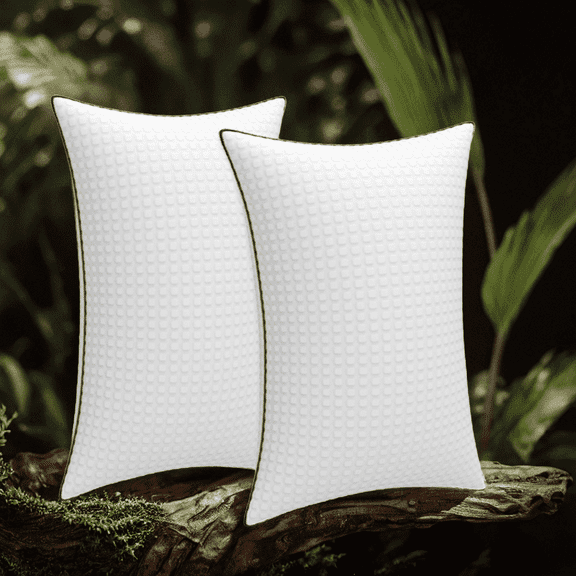 Pillows Standard Size Set of 2, Hotel Quality, Down Alternative Gusseted Bed Pillows for Side, Back, or Stomach Sleepers, White