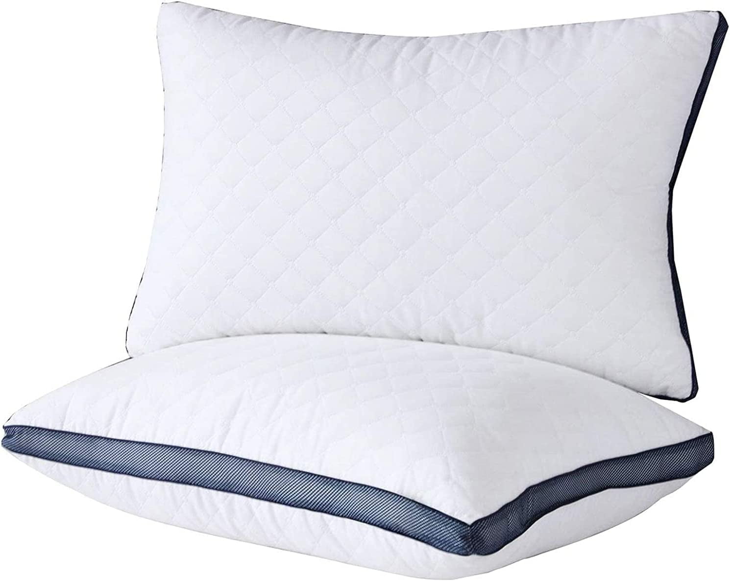 Queen Size White Microfiber Gel Memory Foam Pillows, Set of 2