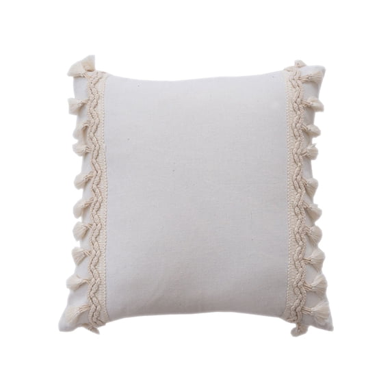 Pillows for Sofa Living Room with Fringe Tassels 45x45cm/17.71x17.71In Decorations for Living Room Modern Weave Beige Polyester