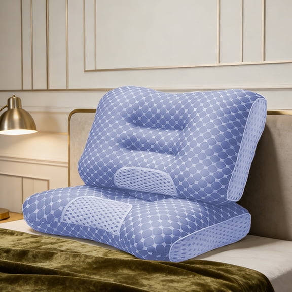 Pillows for sleeping Cervical Neck Pillow for Neck Pain Relief Ergonomic Orthopedic Pillows for Neck Pain Cervical Neck Pillow for Side Back Stomach Sleepers(Blue 2psc)