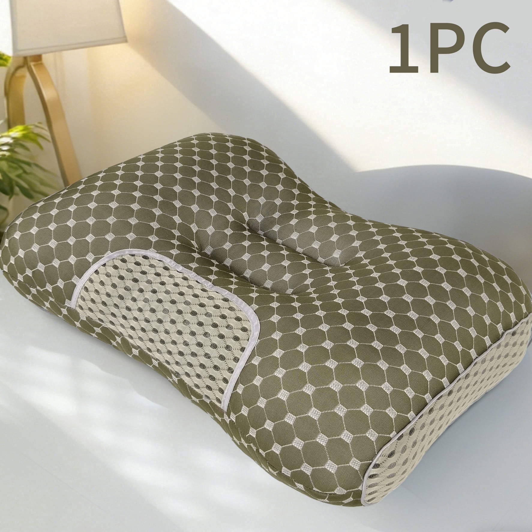 Pillows for sleeping Cervical Neck Pillow for Neck Pain Relief Ergonomic Orthopedic Pillows for Neck Pain Cervical Neck Pillow for Side Back Stomach Sleepers（Green 1psc）