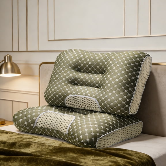 Pillows for sleeping Cervical Neck Pillow for Neck Pain Relief Ergonomic Orthopedic Pillows for Neck Pain Cervical Neck Pillow for Side Back Stomach Sleepers(Green 2psc)