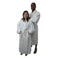 thumbnail image 1 of Pillowtex Men's Robe Featured in Luxury Resorts - Robes by Boca Terry - White Stripe 100% Velour Cotton, 1 of 5