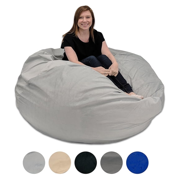 Pillowtex Quality Adult Memory Foam Bean Bag with Washable Removable Cover – 5ft (Ash)