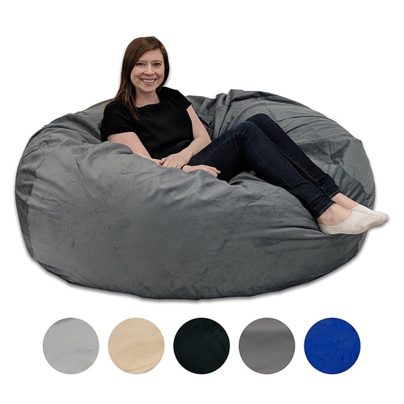 Pillowtex Quality Adult Memory Foam Bean Bag with Washable Removable Cover â 5ft (Gray)
