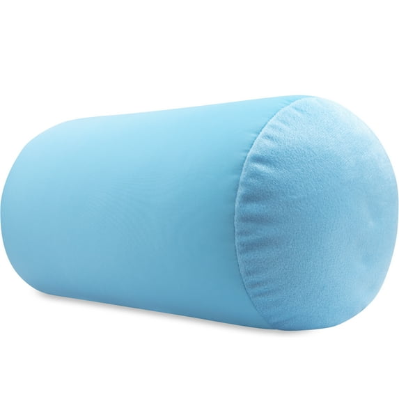 Pillowy Microbead Bolster Lightweight Neck Roll Pillow, 14" x 8", Sweet Baby Blue