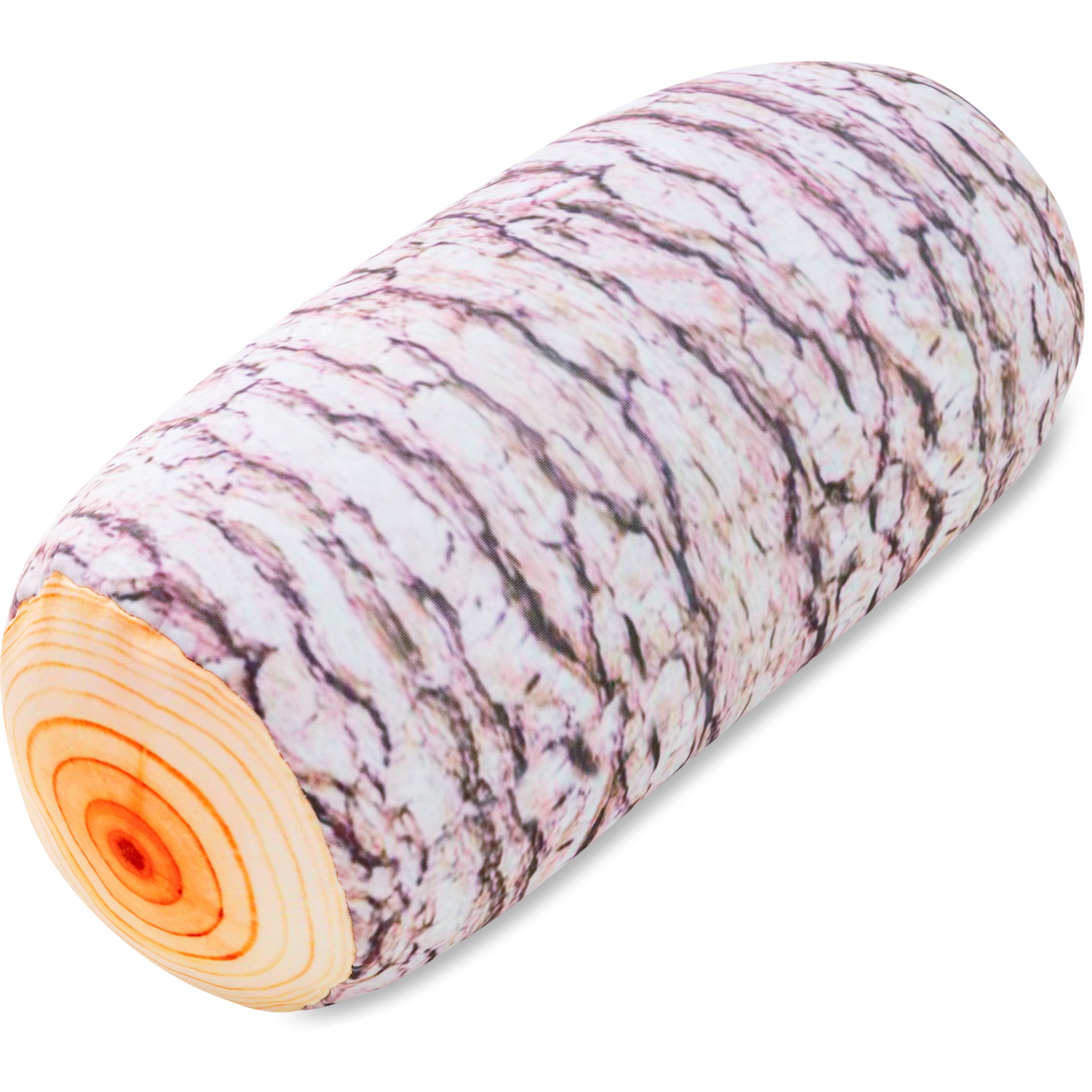 Pillowy Microbead Log Roll Pillow - Bolster Tube Pillow Cushion Perfect Therapy Pillow - Airy Squishy Soft Bead Bag Bed Room Decoration, Neck Pillow Back Head Body Support, 14" x 8", Timber