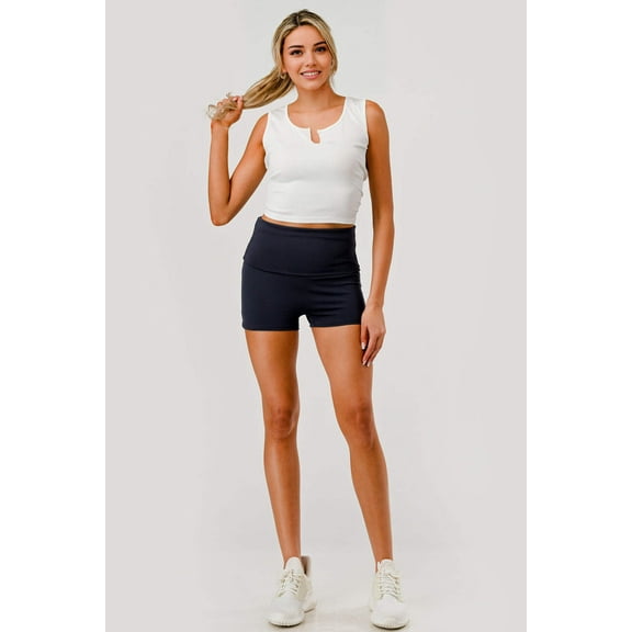 Pillowy Soft Fold Over Waist Shorts - Graphite