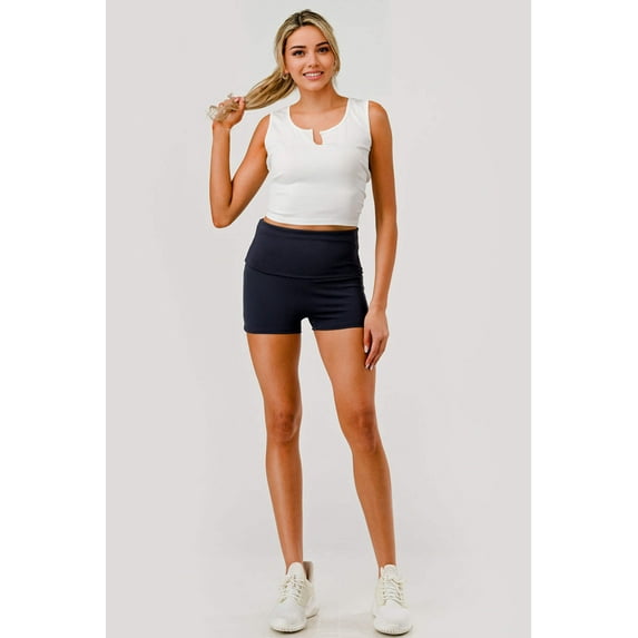 Pillowy Soft Fold Over Waist Shorts - Graphite