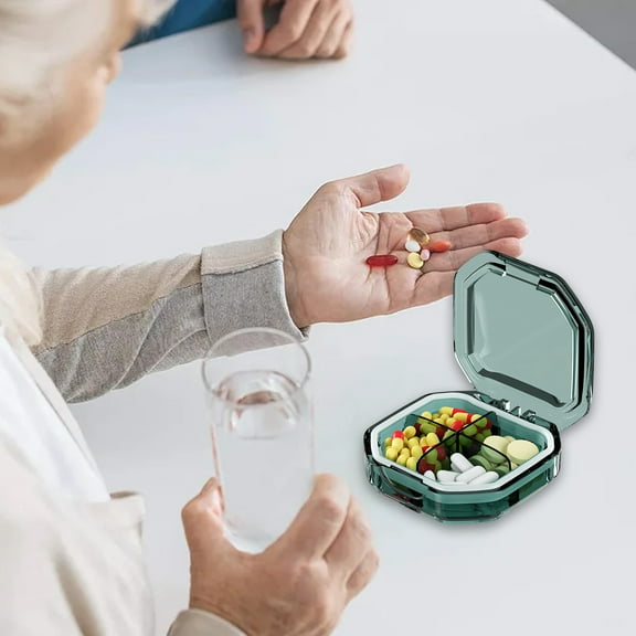 Pills Organizer,Airtight Supplement Box,Travel Pills Dispenser,Portable Medicine Case,Compact Pill Storage Box,Daily Pill Organizer,Leak Proof Pills Container,Home Travel Supplement Holder