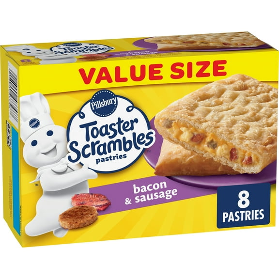 Pillsbury Bacon and Sausage Toaster Scrambles Pastries, 8 Breakfast Pastries (Frozen)