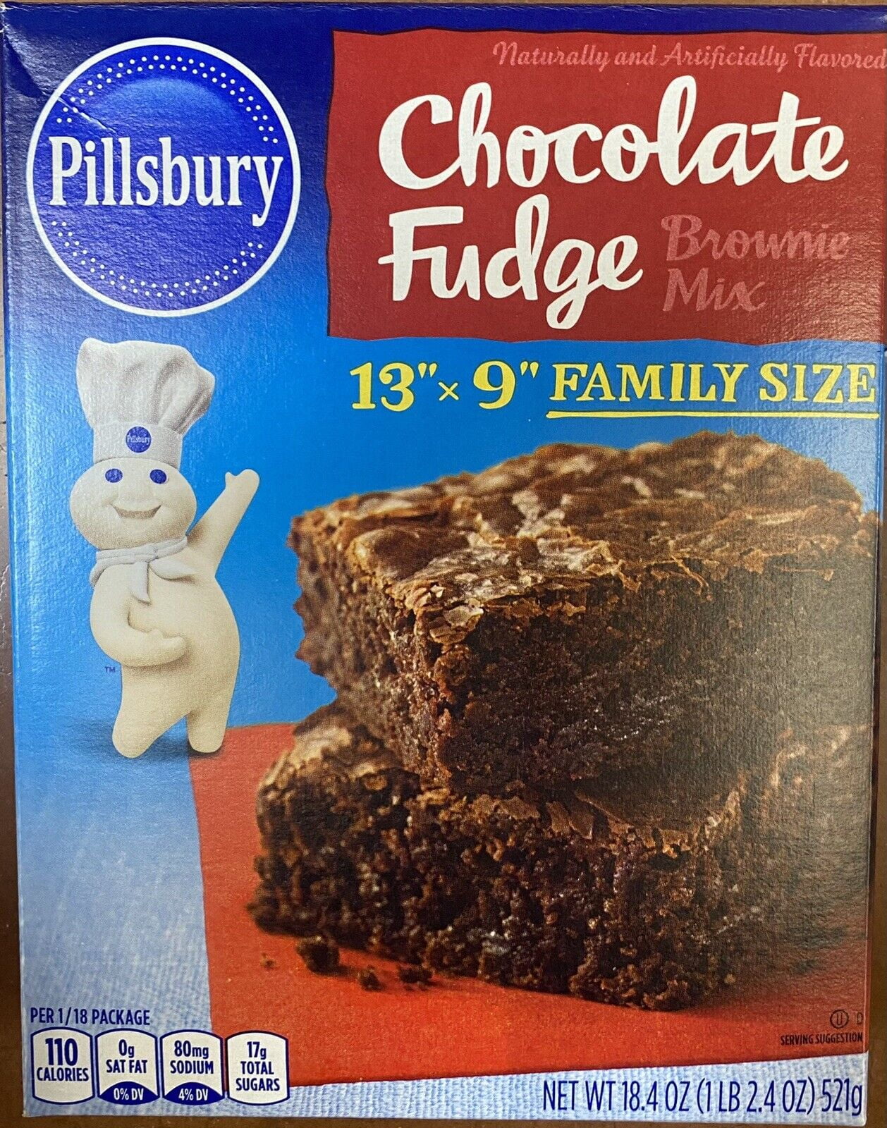 Pillsbury CHOCOLATE FUDGE 13" X 9" Family size Brownie Mix 18.4 oz Box