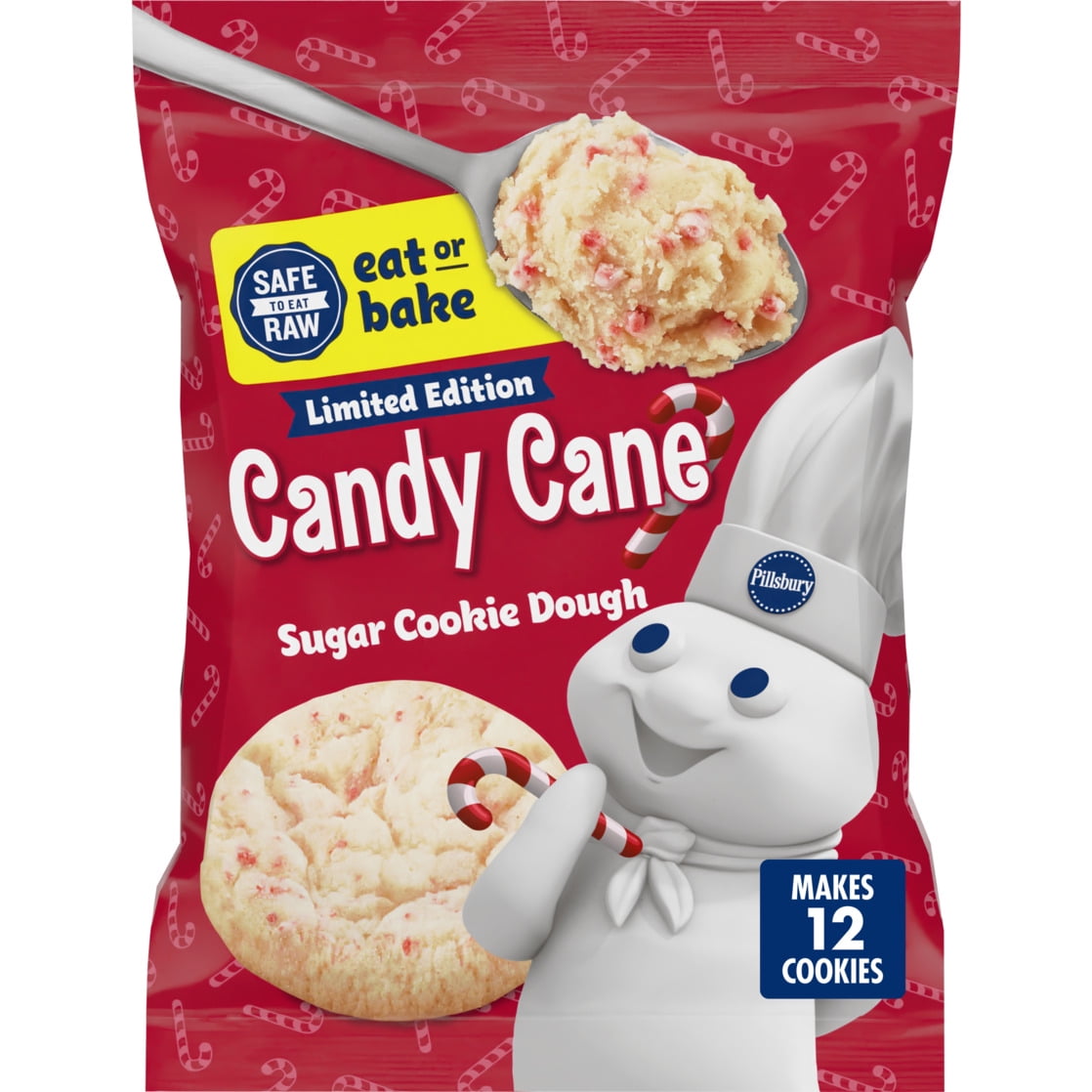 Pillsbury Candy Cane Cookie Dough 12 Count - Walmart.com