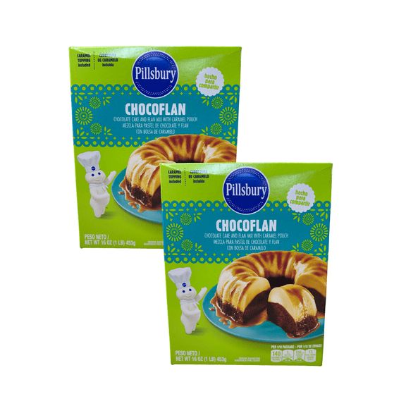 Pillsbury Chocoflan Cake Mix 16 oz Chocolate & Flan Style Dessert Mix, Easy to Make 2 pack