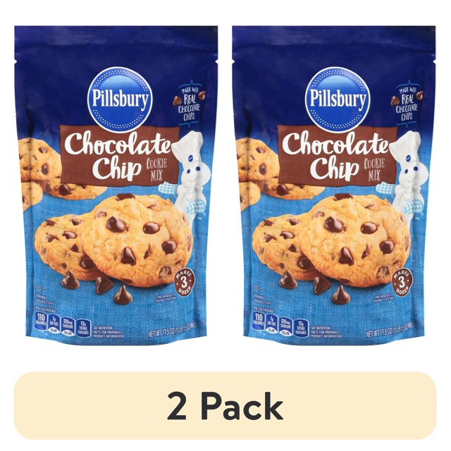 (2 pack) Pillsbury Chocolate Chip Cookie Mix, 17.5 oz Pouch