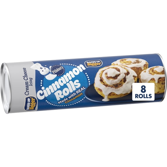 Pillsbury Cinnamon Rolls with Cream Cheese Icing, Refrigerated Canned Pastry Dough, 8 Count., 12.4 oz