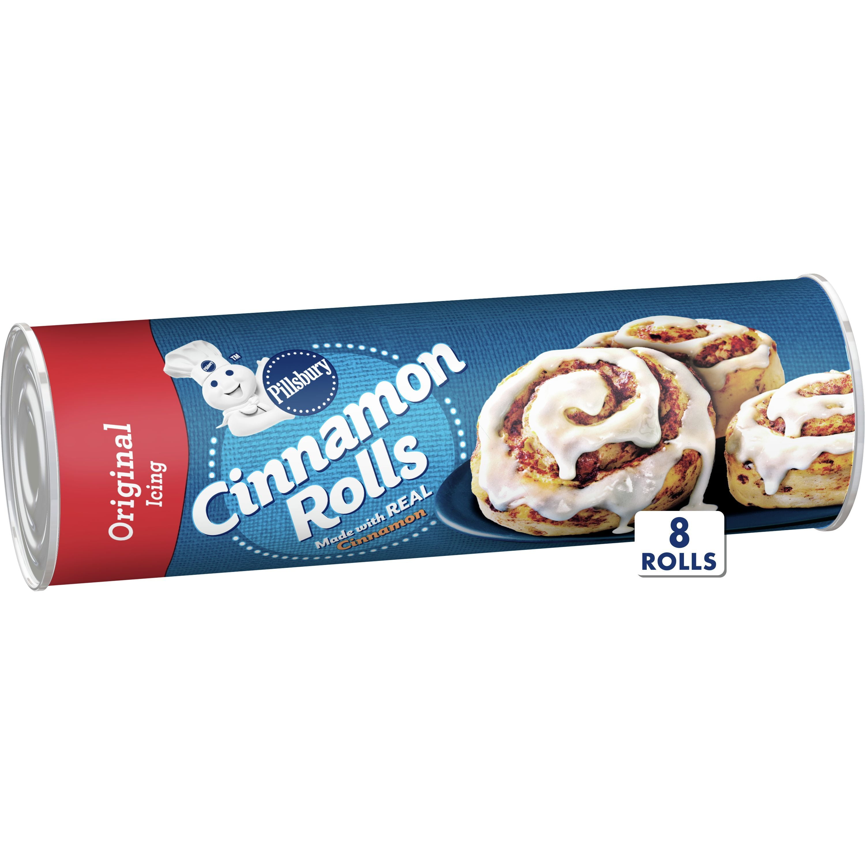 Pillsbury Cinnamon Rolls with Original Icing, Canned Pastry Dough, 8 Rolls, 12.4 oz