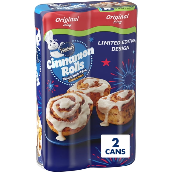 Pillsbury Cinnamon Rolls with Original Icing, Refrigerated Canned Pastry Dough, Value 2-Pack, 16 Rolls, 24.8 oz