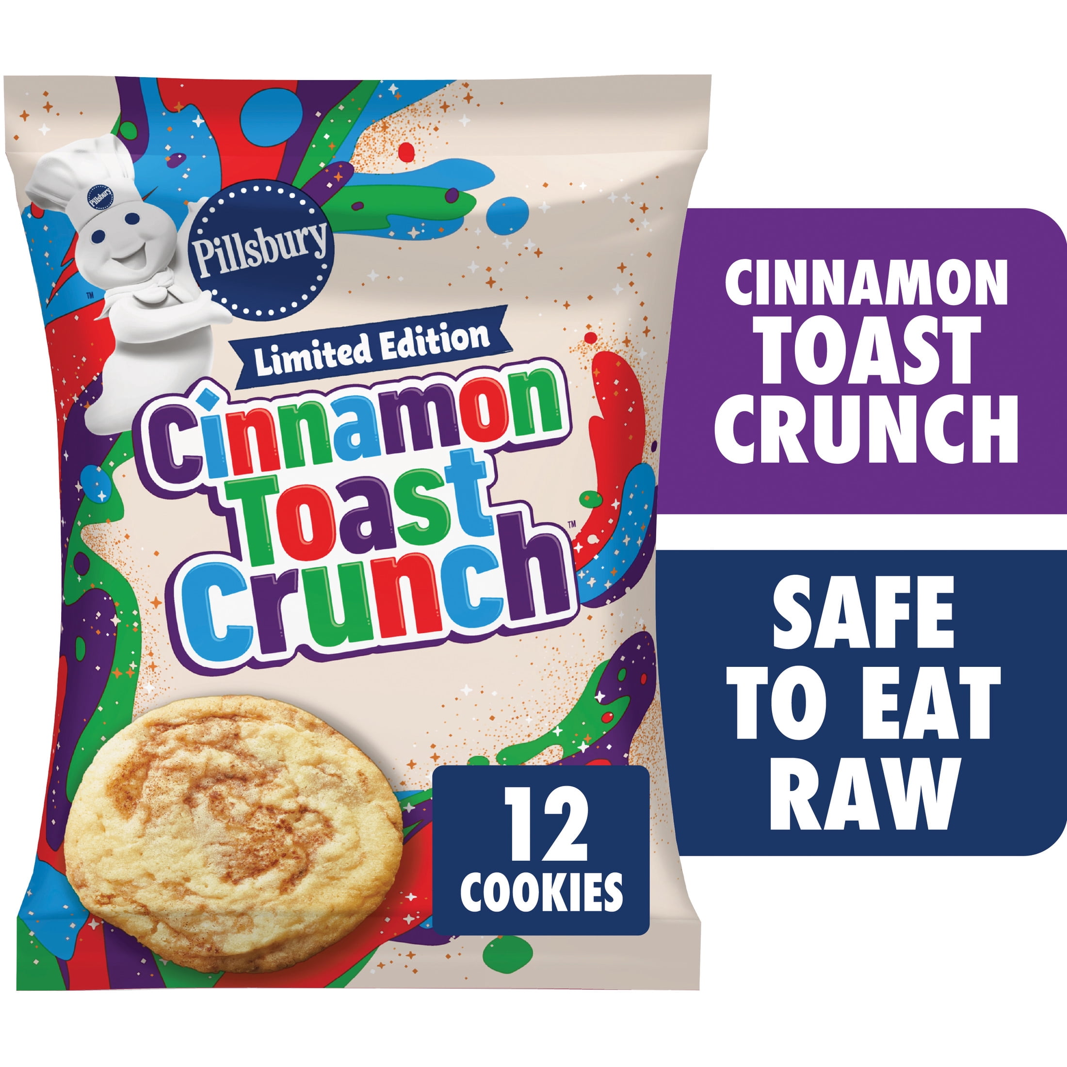 Pillsbury Cinnamon Toast Crunch Cookie Dough, Makes 12 Big Cookies, 14 oz