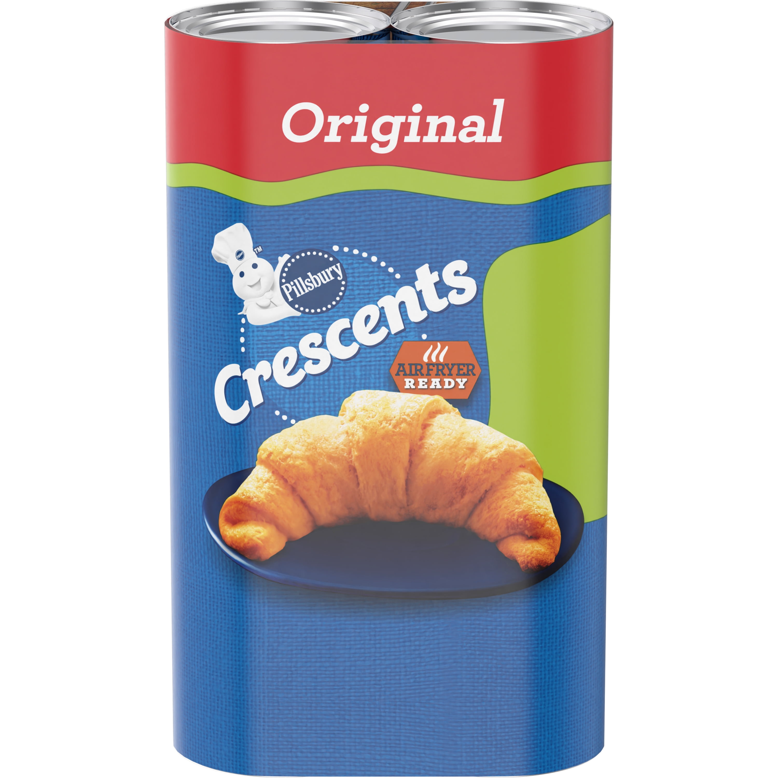 Pillsbury Crescent Rolls, Original Refrigerated Canned Pastry Dough, 2-Pack, 16 Rolls