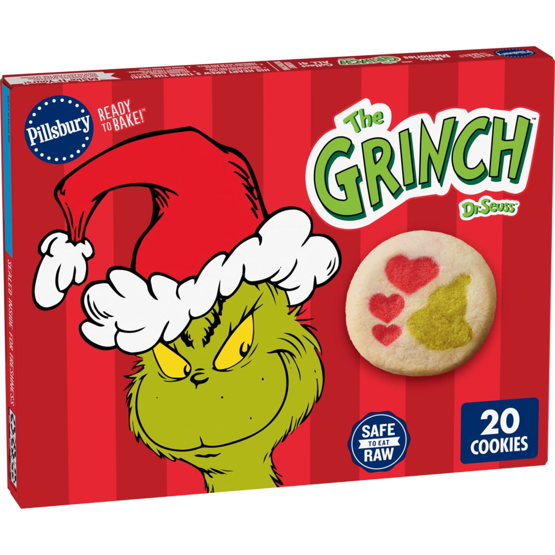 Pillsbury Ready to Bake! Dr. Seuss The Grinch Shape Sugar Cookie Dough, 20 Cookies, 9.1 oz - Walmart.com