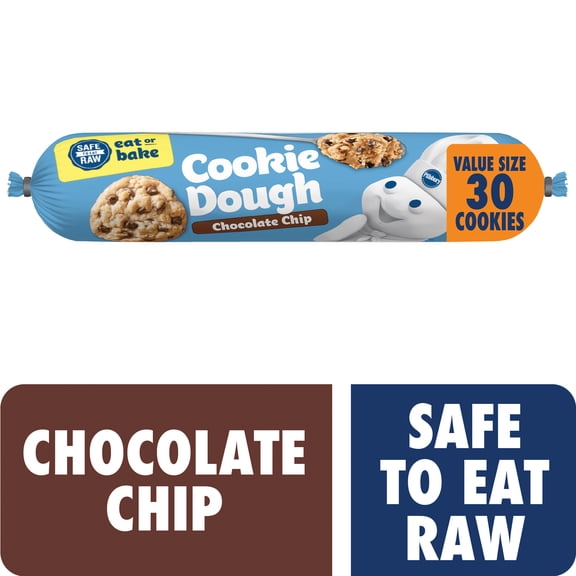 Pillsbury Ready to Bake Cookie Dough, Chocolate Chip, About 30 Cookies, Value Size, 30 oz