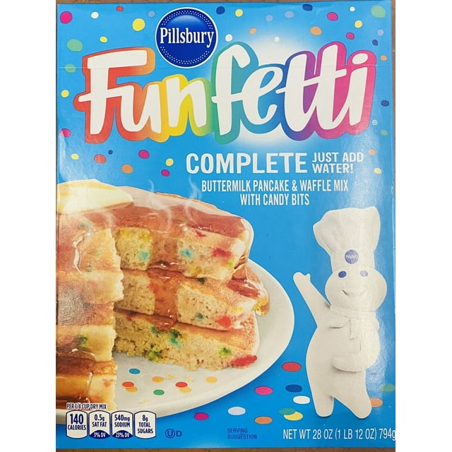 Pillsbury FUNFETTI Complete Buttermilk Pancake & Waffle Mix Candy Bits 28 oz Box