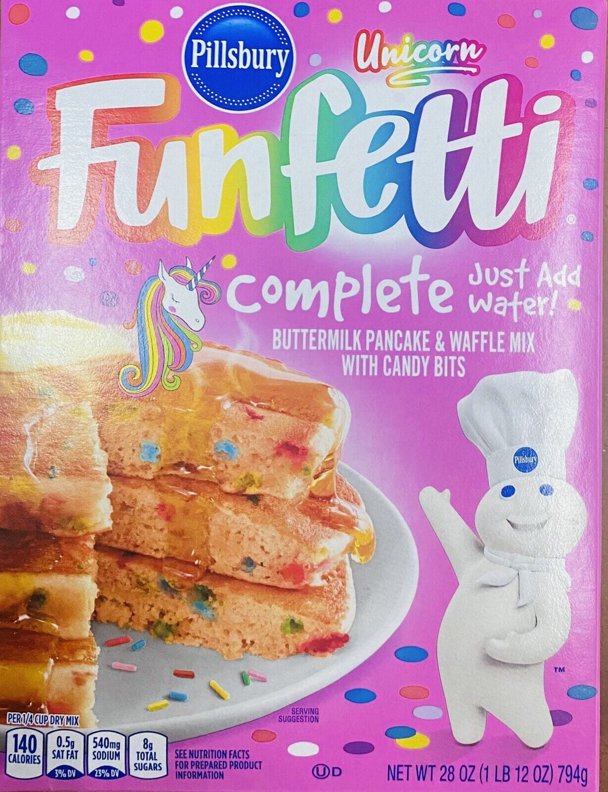 Pillsbury FUNFETTI Unicorn Complete Buttermilk Pancake & Waffle Mix 28