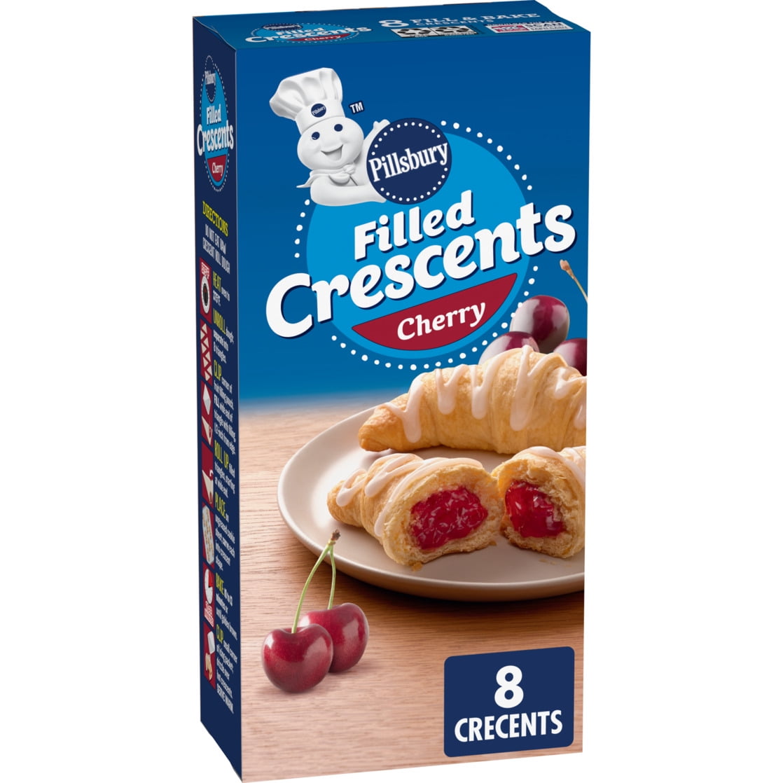 Pillsbury Filled Crescents, with Cherry Filling and Icing, 8 Ct, 13.51 oz