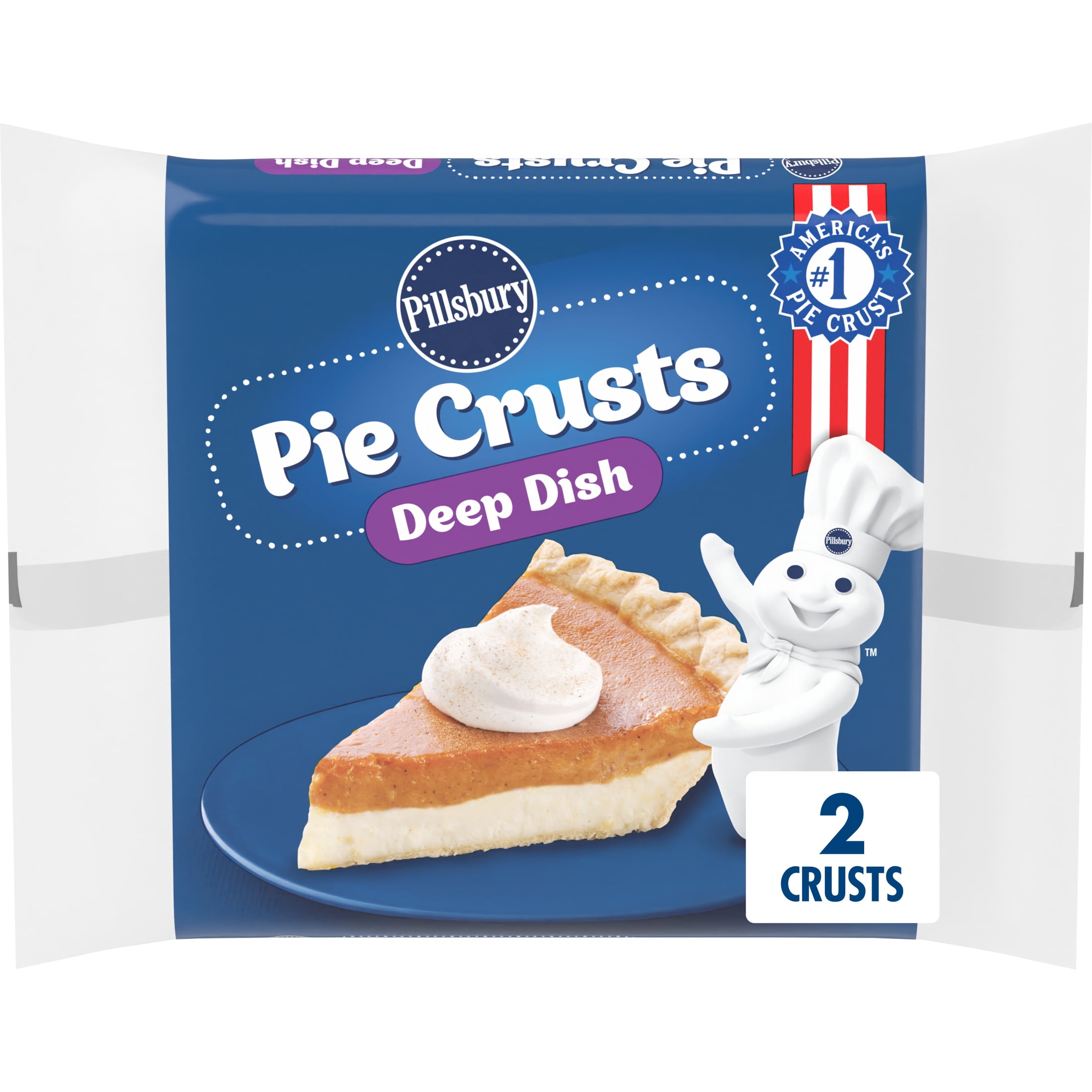 Pillsbury Frozen Pie Crust, Deep Dish, Two 9-Inch Pie Crusts and Pans, 2 Count, 12 oz