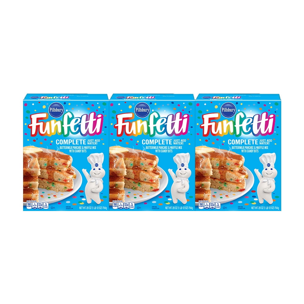Pillsbury Funfetti Buttermilk Pancake & Waffle Mix with Candy Bits, 28 oz - Palatize Pack of 3