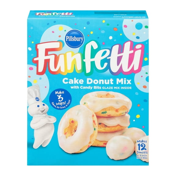 Pillsbury Funfetti Cake Donut Mix with Candy Bits, 16.2 oz Box