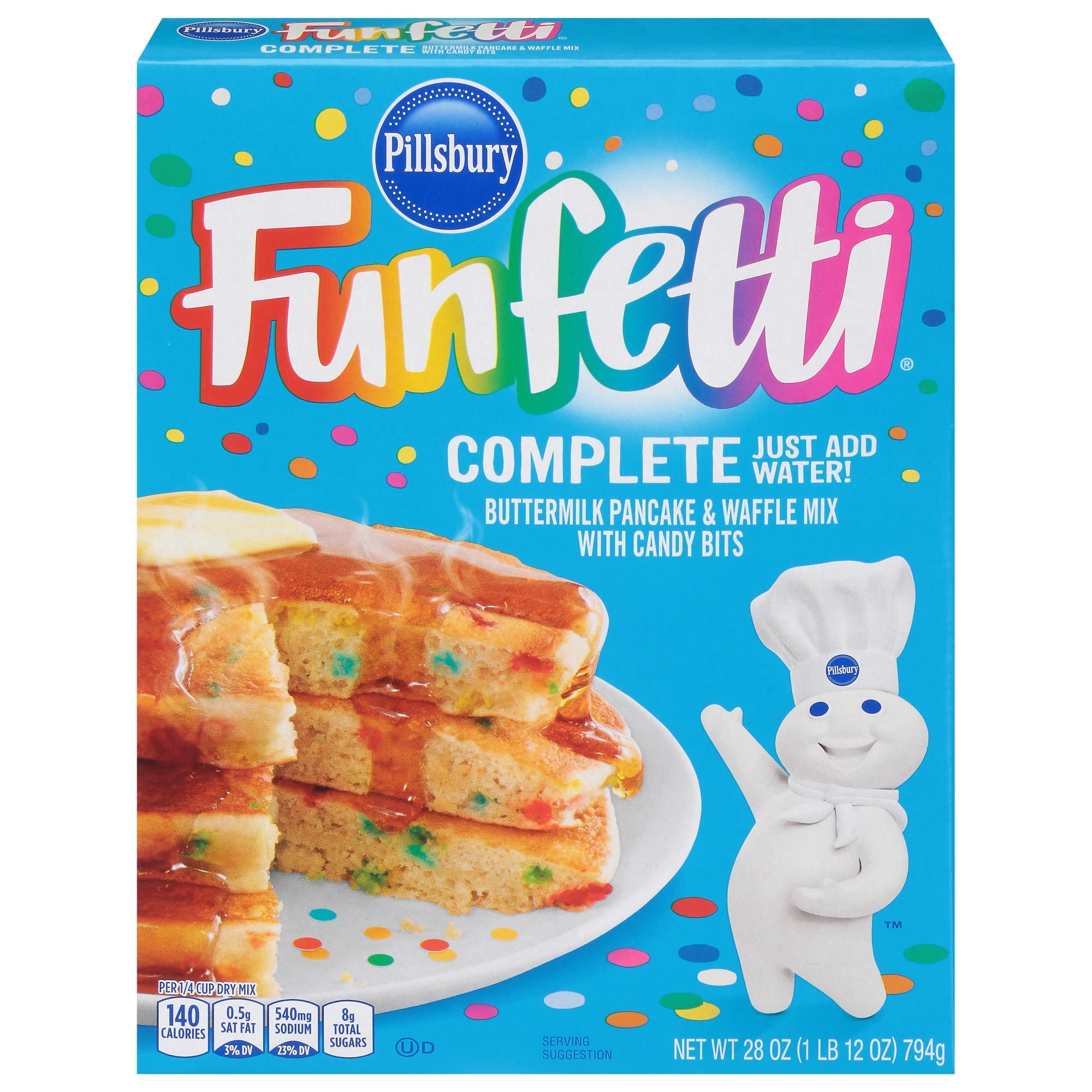 Pillsbury Funfetti Complete Buttermilk Pancake and Waffle Mix 28 oz Box (Pack of 6)