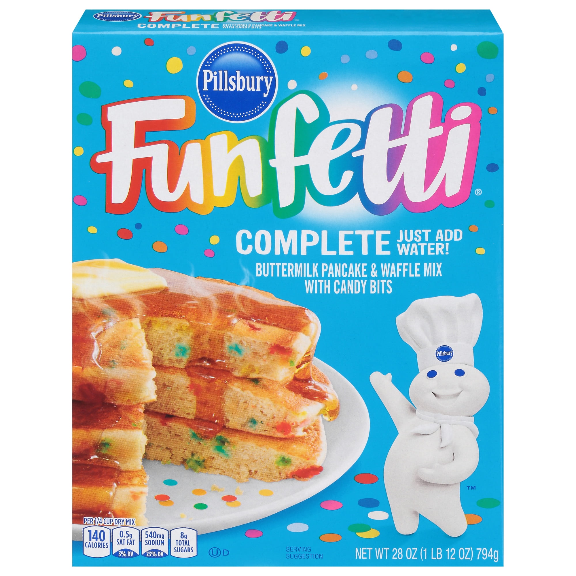 Pillsbury Funfetti Complete Buttermilk Pancake and Waffle Mix, 28 oz Box
