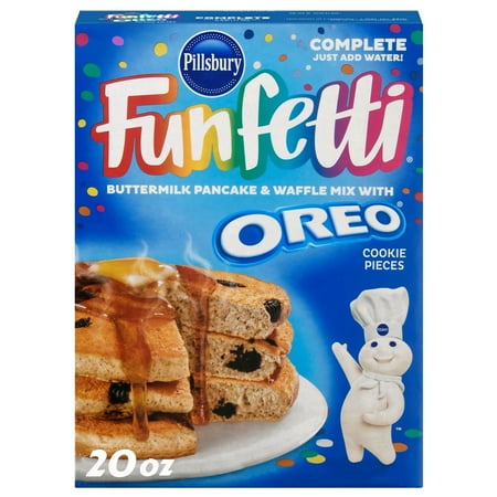 Pillsbury Funfetti Complete Buttermilk Pancake and Waffle Mix with Oreo Cookie Pieces, 20 oz Box