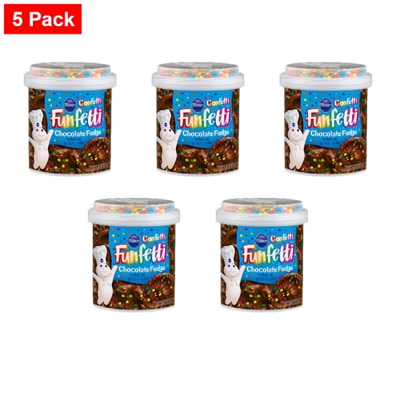 Pillsbury Funfetti Confetti Chocolate Fudge Frosting 15.6 oz - 5 Pack