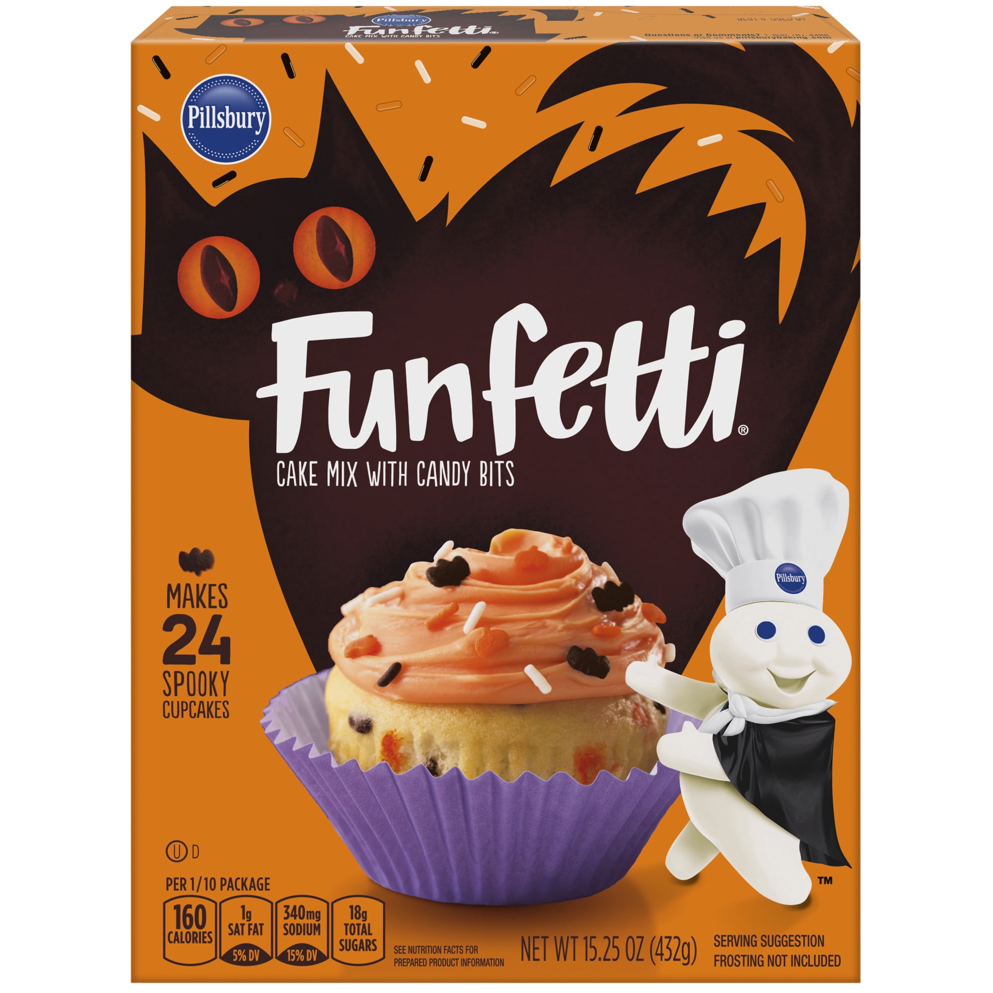 Pillsbury Funfetti Halloween Cake Mix with Candy Bits, 15.25 Oz Box