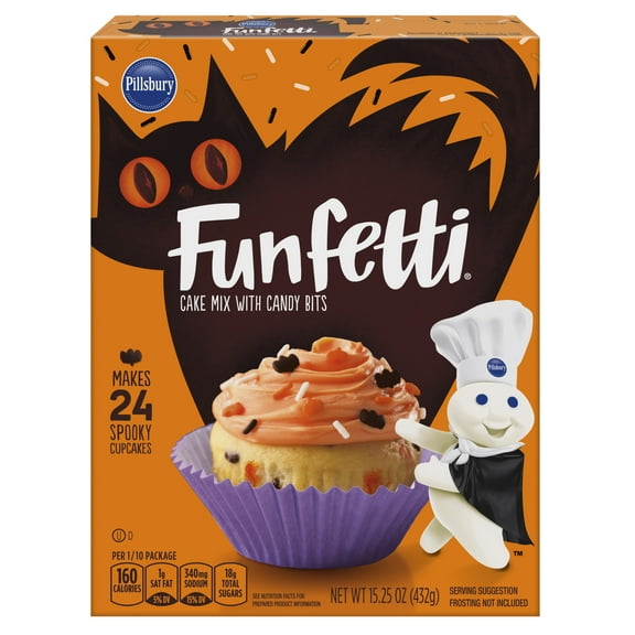 Pillsbury Funfetti Halloween Cake Mix with Candy Bits, 15.25 Oz Box