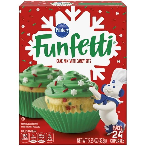 Pillsbury Funfetti Holiday Cake Mix with Candy Bits, 15.25 Oz Box