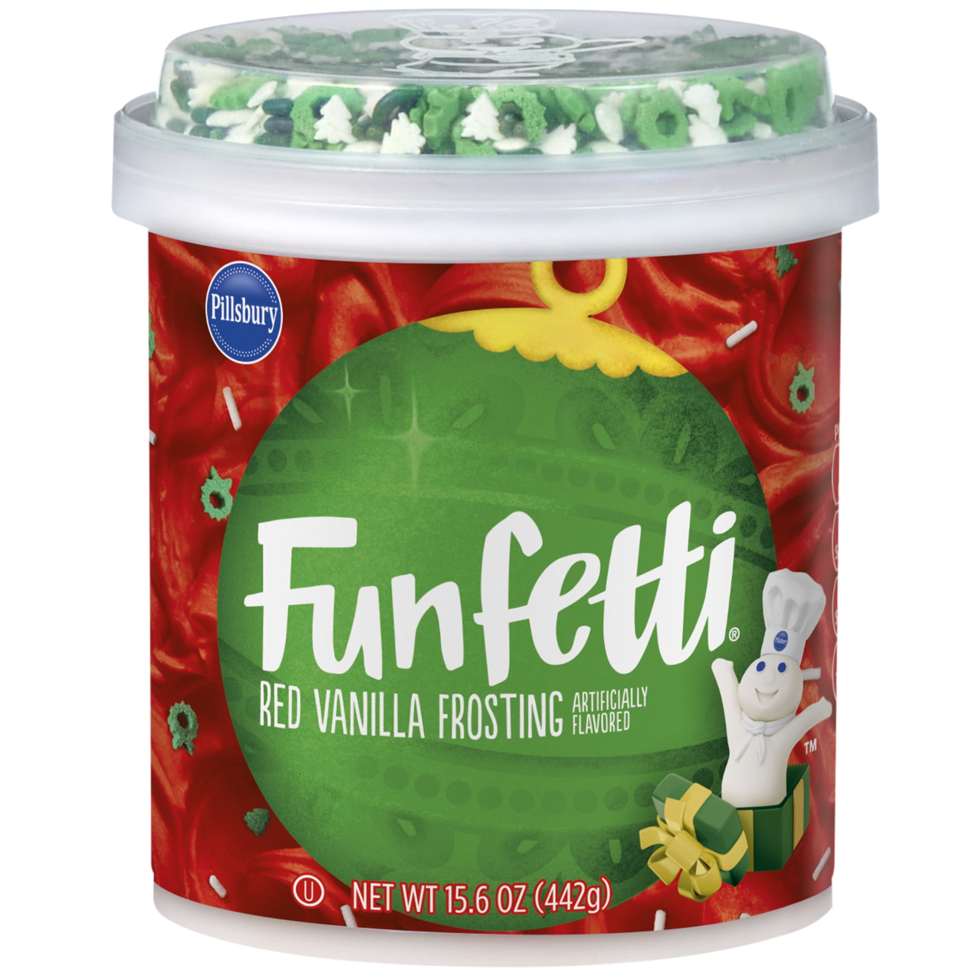 Pillsbury Funfetti Holiday Red Vanilla Frosting, 15.6 Oz Tub