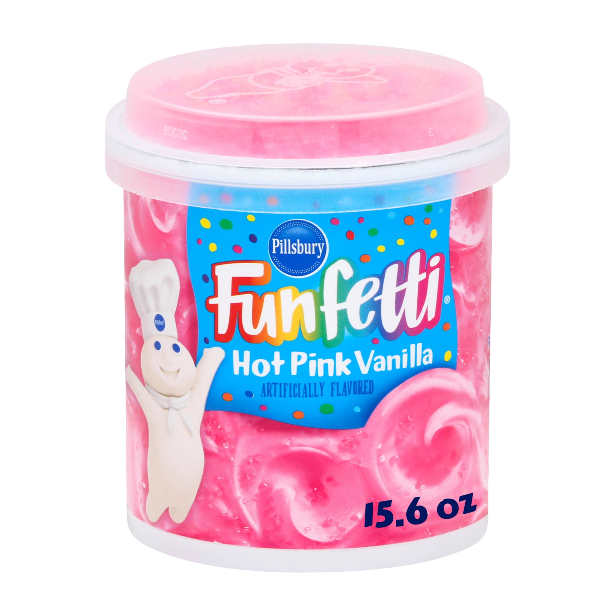 Pillsbury Funfetti Hot Pink Vanilla Frosting, 15.6 oz Tub