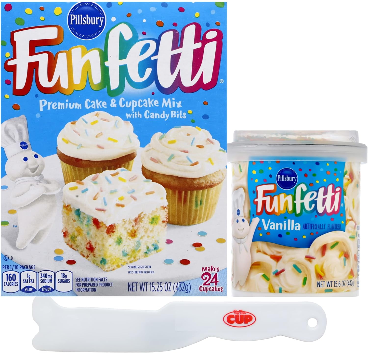 Pillsbury Funfetti Premium Cake Mix, 15.25 oz and Funfetti Vanilla