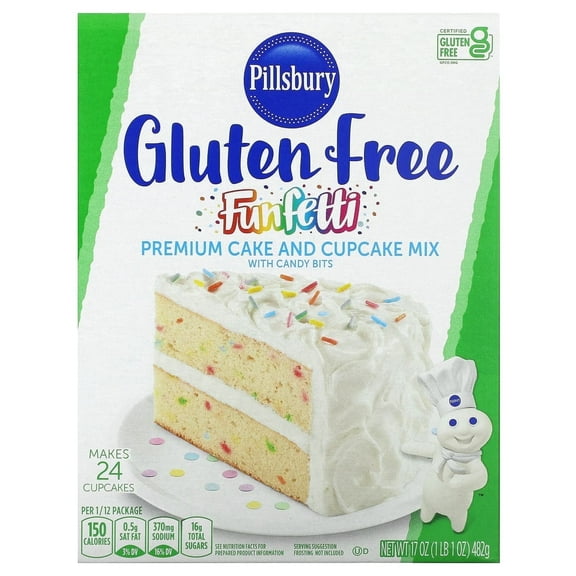 Pillsbury, Funfetti Premium Cake and Cupcake Mix with Candy Bits, Gluten Free, 1 lb 1 oz Pack of 3