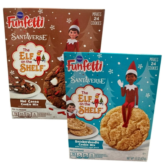 Pillsbury Funfetti Santaverse The Elf on the Shelf Cookie Mix - 2 Pack - Hot Cocoa, Snickerdoodle